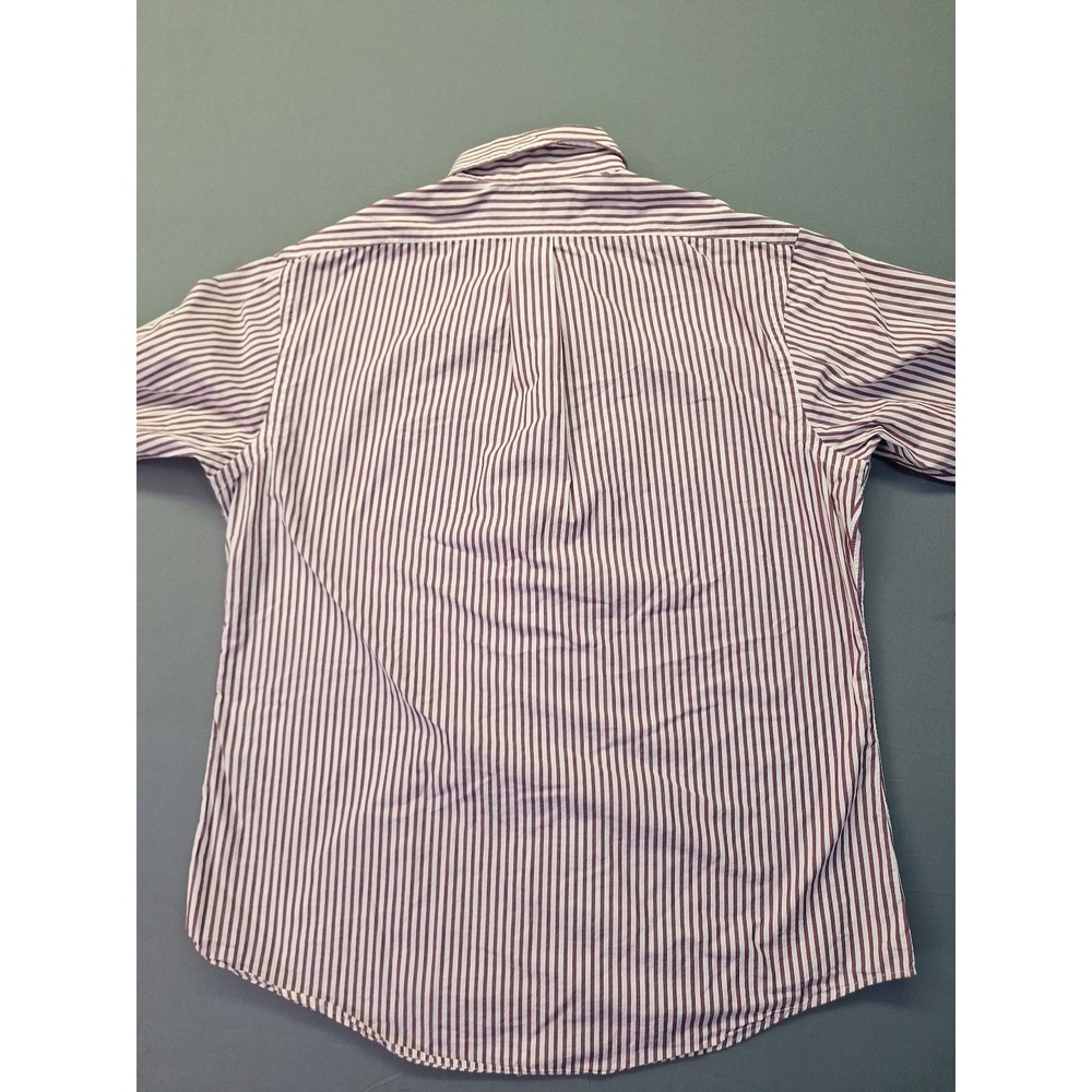 Polo Ralph Lauren Button Down Mens Large Maroon Striped Custom Fit Preppy Office - Picture 7 of 8